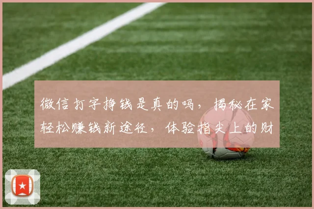 微信打字挣钱是真的吗，揭秘在家轻松赚钱新途径，体验指尖上的财富，不容错过